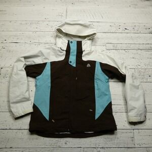 Nike ACG Jacket Womens Small (4-6) Blue Brown Windbreaker Shell Zip Pockets